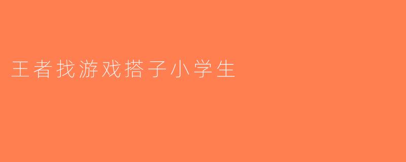 王者找游戏搭子小学生