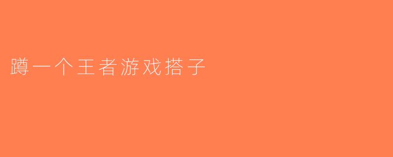 蹲一个王者游戏搭子