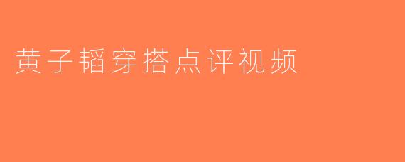 黄子韬穿搭点评视频