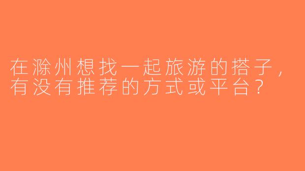 在滁州想找一起旅游的搭子，有没有推荐的方式或平台？