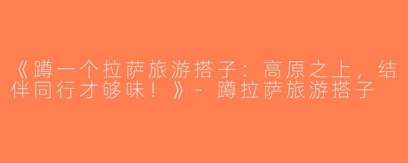 《蹲一个拉萨旅游搭子：高原之上，结伴同行才够味！》-蹲拉萨旅游搭子