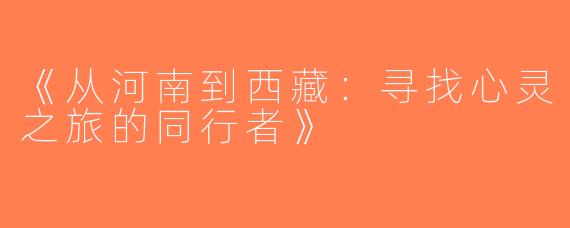 《从河南到西藏：寻找心灵之旅的同行者》