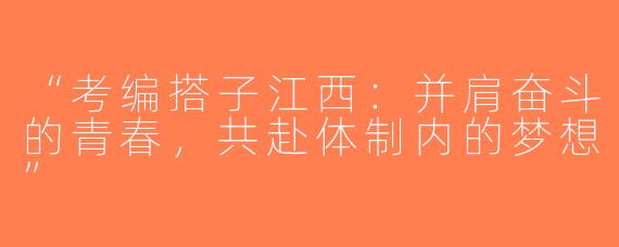 “考编搭子江西：并肩奋斗的青春，共赴体制内的梦想”