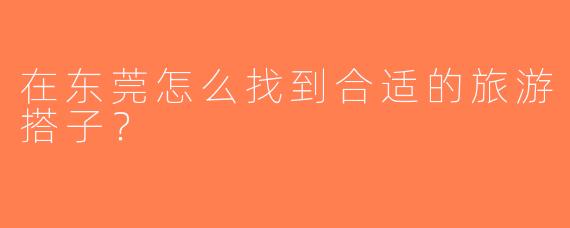 在东莞怎么找到合适的旅游搭子？