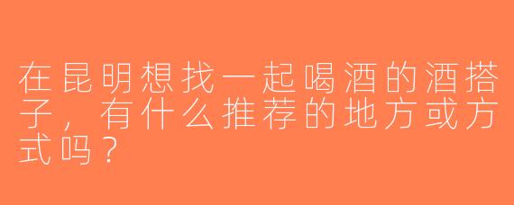 在昆明想找一起喝酒的酒搭子，有什么推荐的地方或方式吗？