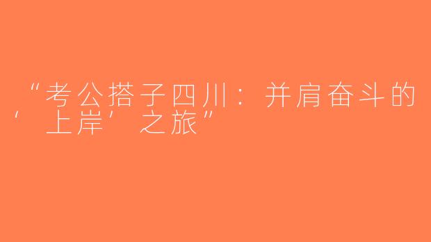 “考公搭子四川：并肩奋斗的‘上岸’之旅”