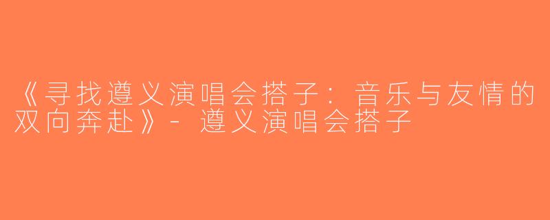 《寻找遵义演唱会搭子：音乐与友情的双向奔赴》-遵义演唱会搭子