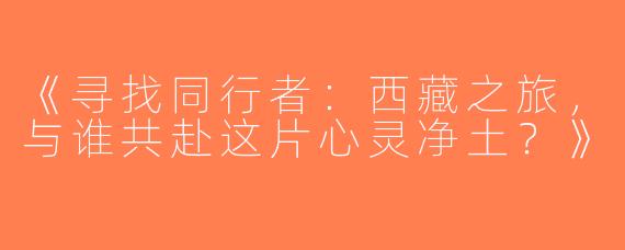 《寻找同行者：西藏之旅，与谁共赴这片心灵净土？》