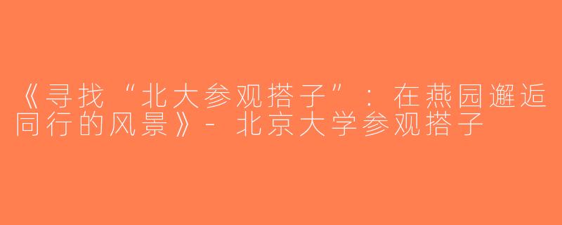 《寻找“北大参观搭子”：在燕园邂逅同行的风景》-北京大学参观搭子