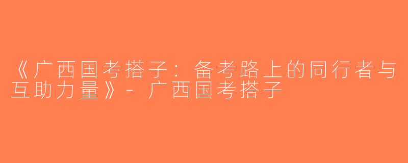 《广西国考搭子：备考路上的同行者与互助力量》-广西国考搭子