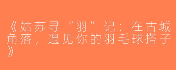 《姑苏寻“羽”记：在古城角落，遇见你的羽毛球搭子》