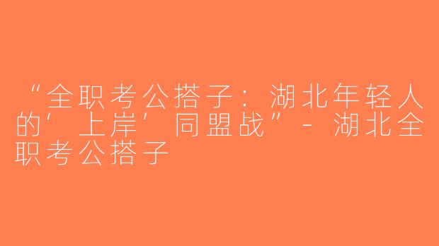 “全职考公搭子：湖北年轻人的‘上岸’同盟战”-湖北全职考公搭子