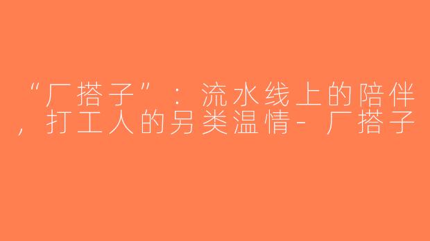 “厂搭子”：流水线上的陪伴，打工人的另类温情-厂搭子