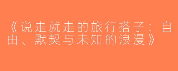 《说走就走的旅行搭子：自由、默契与未知的浪漫》