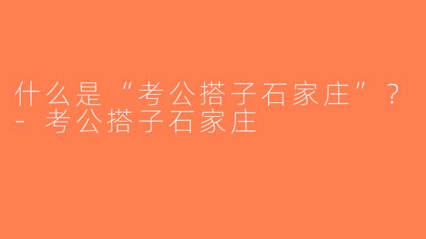 什么是“考公搭子石家庄”？-考公搭子石家庄
