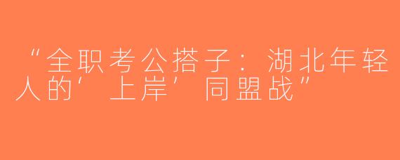 “全职考公搭子：湖北年轻人的‘上岸’同盟战”