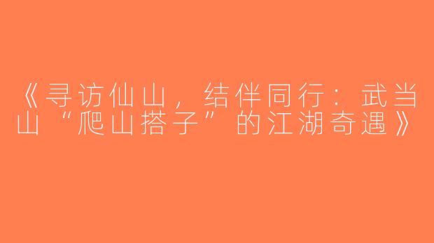 《寻访仙山，结伴同行：武当山“爬山搭子”的江湖奇遇》