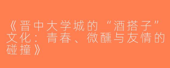 《晋中大学城的“酒搭子”文化：青春、微醺与友情的碰撞》