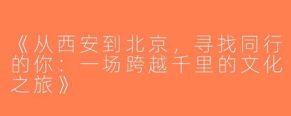 《从西安到北京，寻找同行的你：一场跨越千里的文化之旅》
