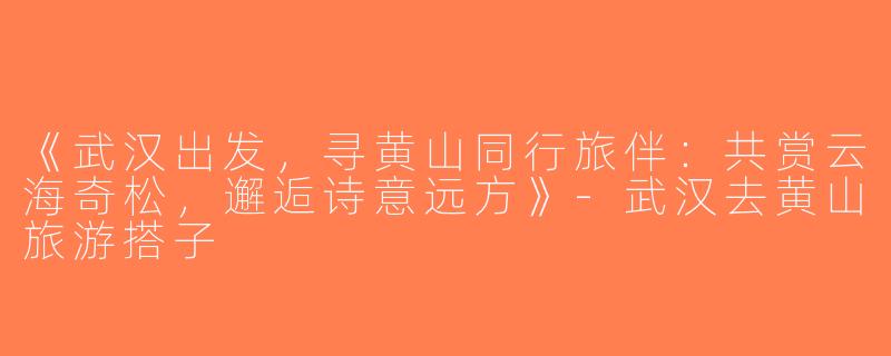 《武汉出发，寻黄山同行旅伴：共赏云海奇松，邂逅诗意远方》-武汉去黄山旅游搭子