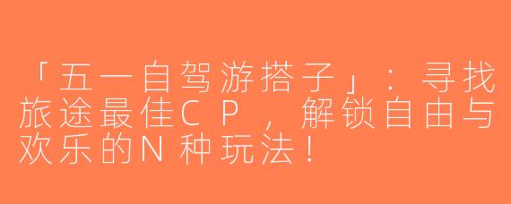 「五一自驾游搭子」：寻找旅途最佳CP，解锁自由与欢乐的N种玩法！