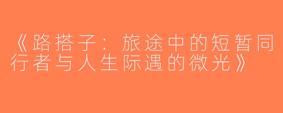《路搭子：旅途中的短暂同行者与人生际遇的微光》