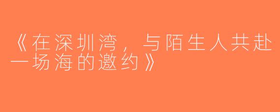 《在深圳湾，与陌生人共赴一场海的邀约》