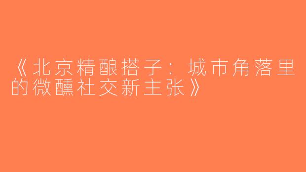 《北京精酿搭子：城市角落里的微醺社交新主张》