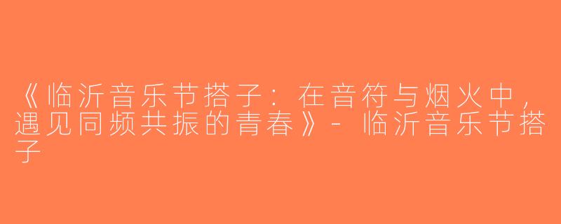 《临沂音乐节搭子：在音符与烟火中，遇见同频共振的青春》-临沂音乐节搭子
