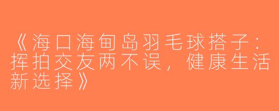 《海口海甸岛羽毛球搭子：挥拍交友两不误，健康生活新选择》