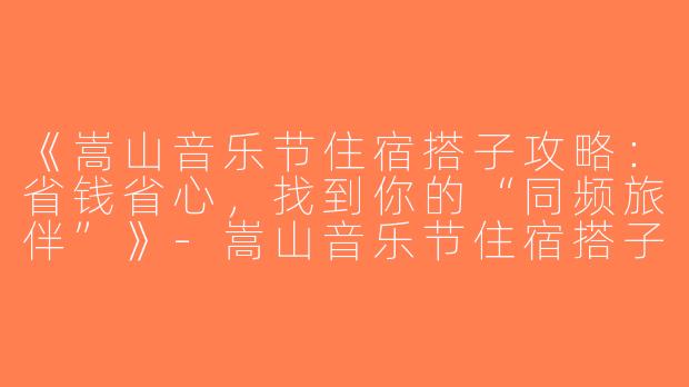 《嵩山音乐节住宿搭子攻略：省钱省心，找到你的“同频旅伴”》-嵩山音乐节住宿搭子