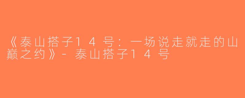 《泰山搭子14号：一场说走就走的山巅之约》-泰山搭子14号