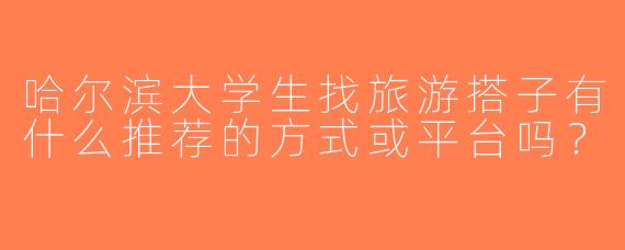 哈尔滨大学生找旅游搭子有什么推荐的方式或平台吗？