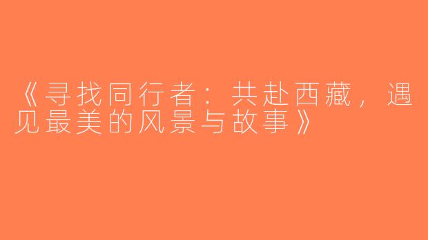 《寻找同行者：共赴西藏，遇见最美的风景与故事》