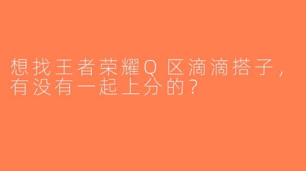 想找王者荣耀Q区滴滴搭子，有没有一起上分的？