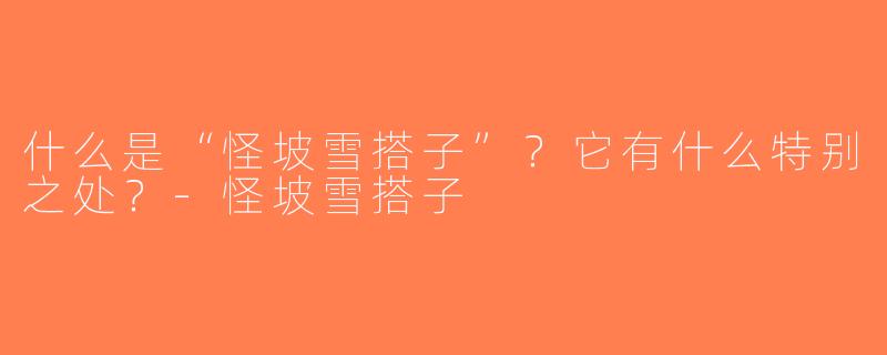 什么是“怪坡雪搭子”？它有什么特别之处？-怪坡雪搭子