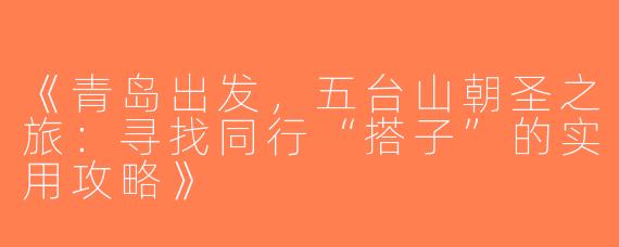《青岛出发，五台山朝圣之旅：寻找同行“搭子”的实用攻略》
