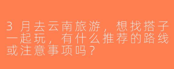 3月去云南旅游，想找搭子一起玩，有什么推荐的路线或注意事项吗？