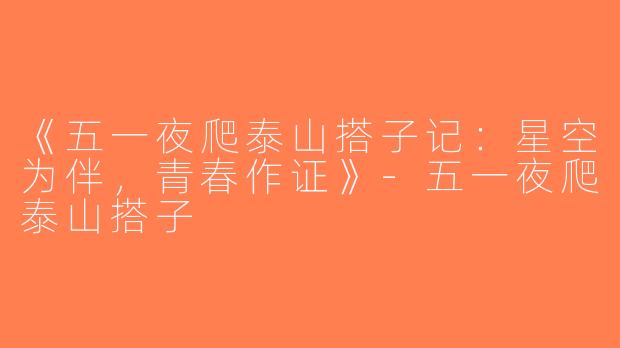 《五一夜爬泰山搭子记：星空为伴，青春作证》-五一夜爬泰山搭子