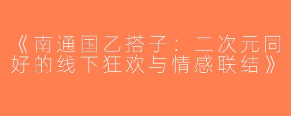 《南通国乙搭子：二次元同好的线下狂欢与情感联结》