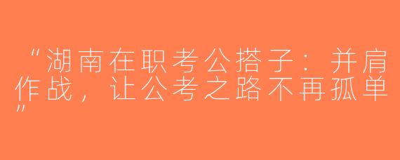 “湖南在职考公搭子：并肩作战，让公考之路不再孤单”