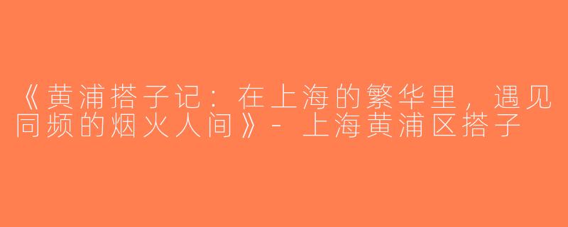 《黄浦搭子记：在上海的繁华里，遇见同频的烟火人间》-上海黄浦区搭子