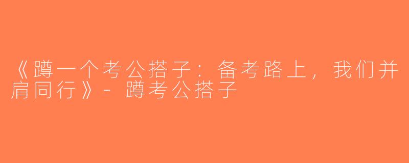 《蹲一个考公搭子：备考路上，我们并肩同行》-蹲考公搭子