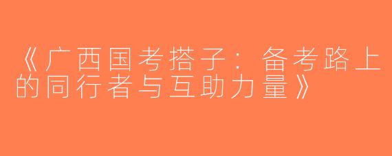 《广西国考搭子：备考路上的同行者与互助力量》