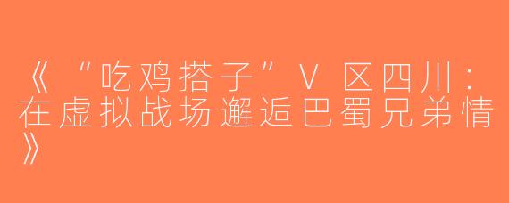 《“吃鸡搭子”V区四川：在虚拟战场邂逅巴蜀兄弟情》