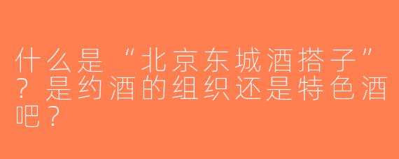 什么是“北京东城酒搭子”？是约酒的组织还是特色酒吧？