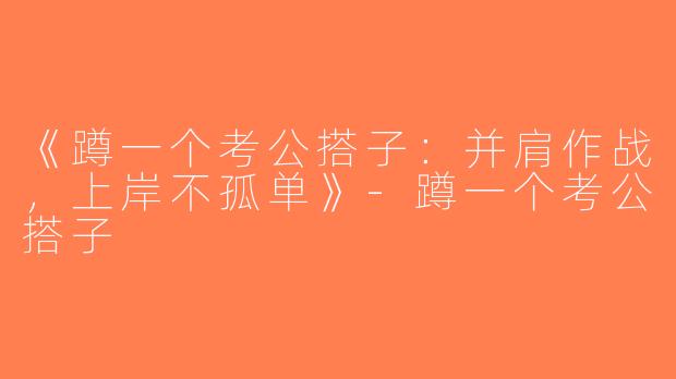 《蹲一个考公搭子：并肩作战，上岸不孤单》-蹲一个考公搭子
