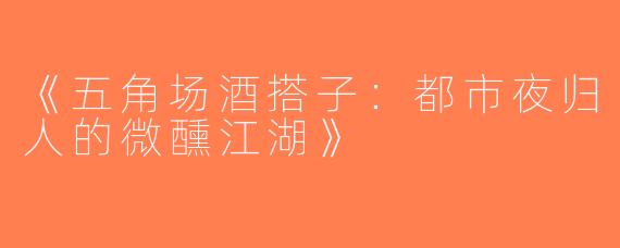《五角场酒搭子：都市夜归人的微醺江湖》
