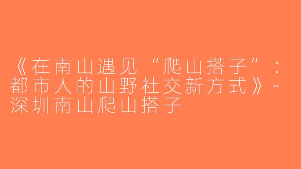 《在南山遇见“爬山搭子”：都市人的山野社交新方式》-深圳南山爬山搭子