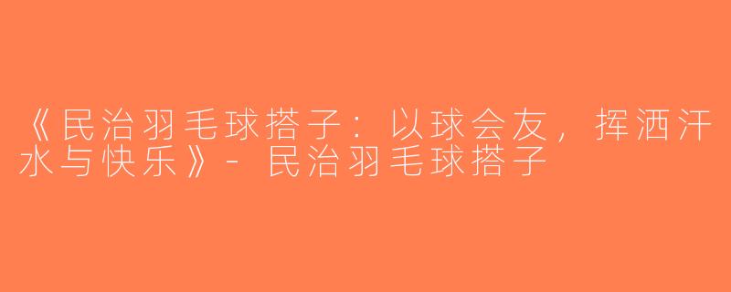 《民治羽毛球搭子：以球会友，挥洒汗水与快乐》-民治羽毛球搭子